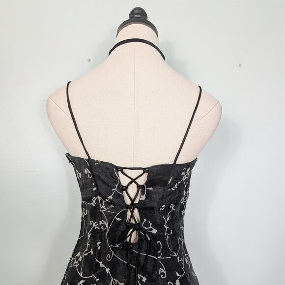 Vintage Morgan Co Prom Dress Maxi Gown 8 Black Y2K Corset Fairy Goth Princess 90 - Picture 3 of 12